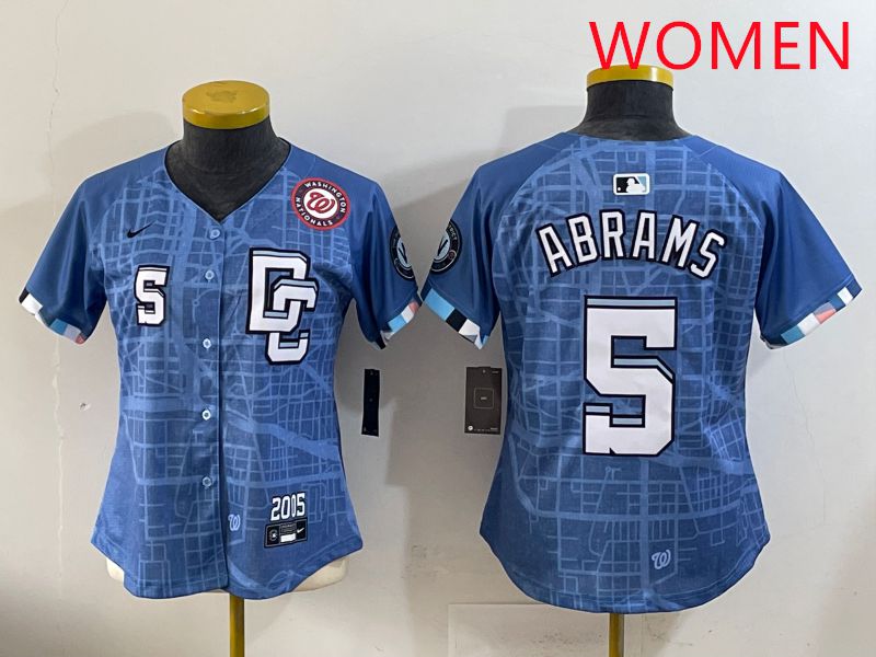 Women Washington Nationals #5 Abrams Joint Name 2025 Nike MLB Jersey style 2